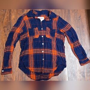 Mossimo supply co. blue and orange plaid boyfriend fit button up shirt